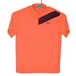 Under Armour Mens The Playoff Polo Shirt Neon Orange HeatGear Collared  Size XL
